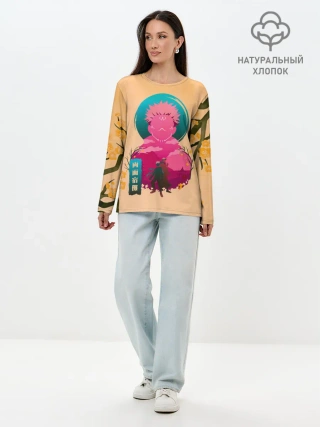 Лонгслив женский. Хлопок / Юдзи сосуд для Сукуна - Магическая битва