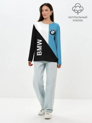 Лонгслив женский. Хлопок / BMW, спорт