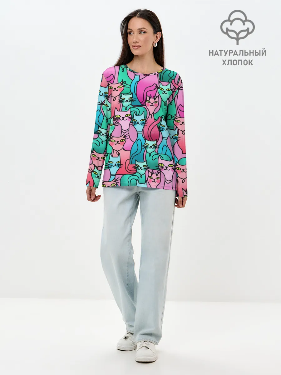 Лонгслив женский. Хлопок / Выставка котов