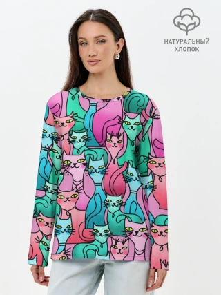 Лонгслив женский. Хлопок / Выставка котов