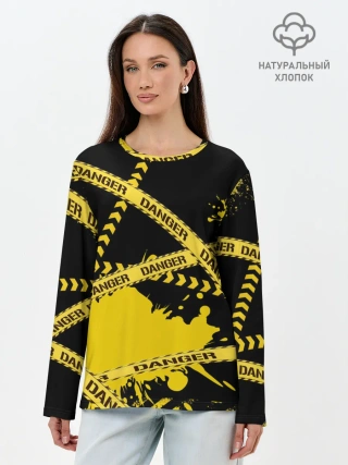 Лонгслив женский. Хлопок / Лента DANGER