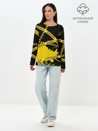 Лонгслив женский. Хлопок / Лента DANGER