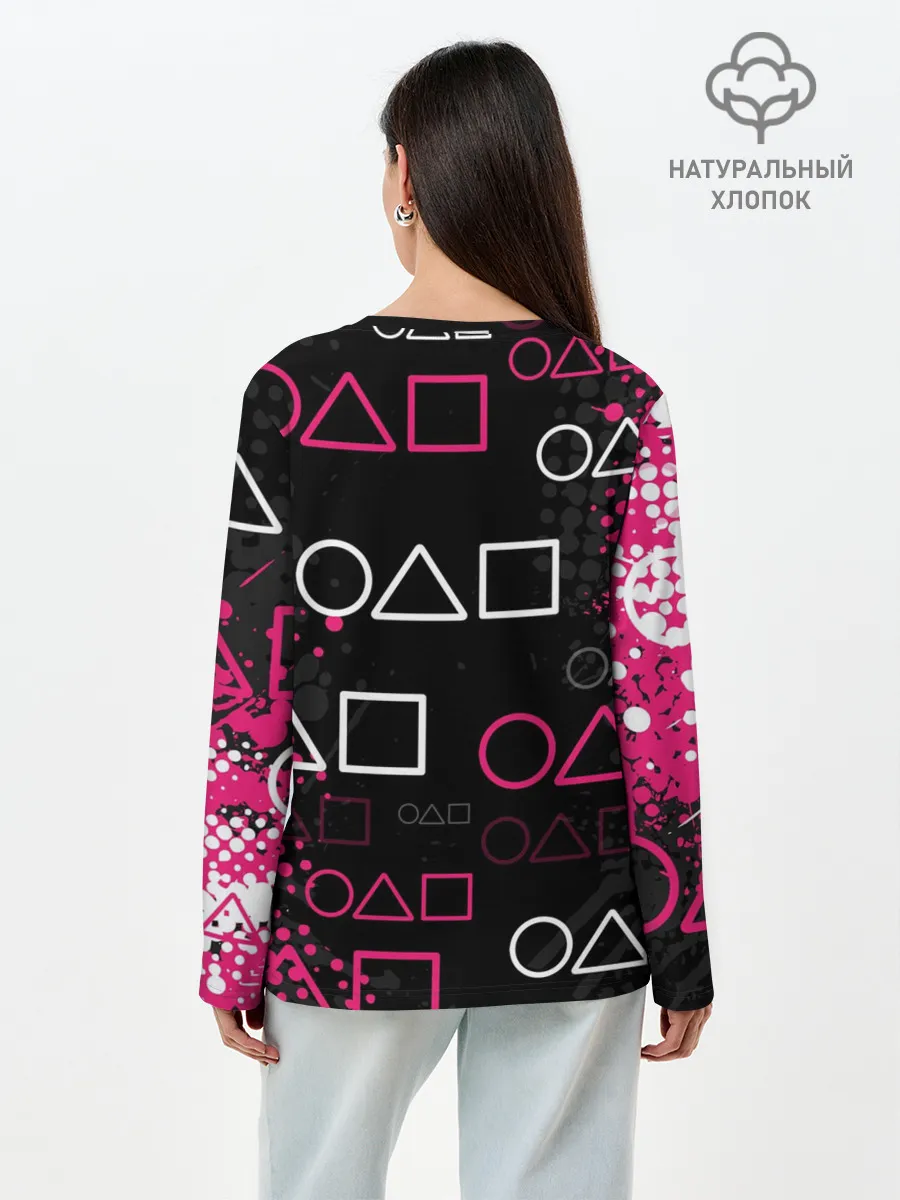 Лонгслив женский. Хлопок / ИГРА В КАЛЬМАРА / ГРАНЖ ЛОГО