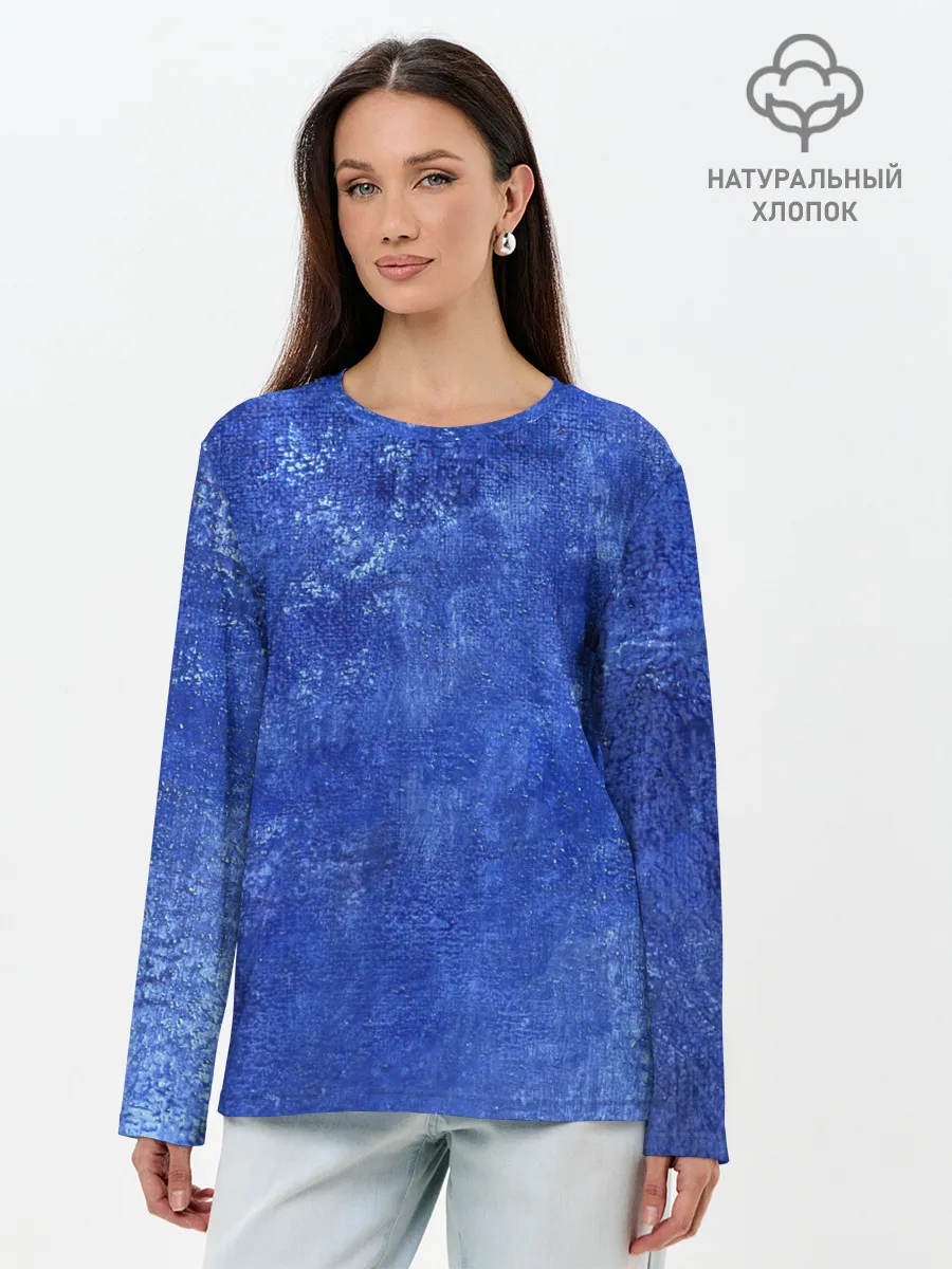 Лонгслив женский. Хлопок / Ночная синева