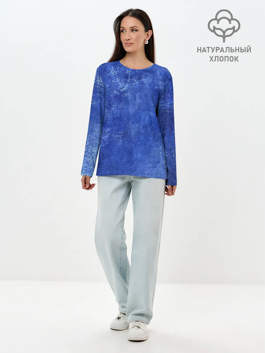 Лонгслив женский. Хлопок / Ночная синева