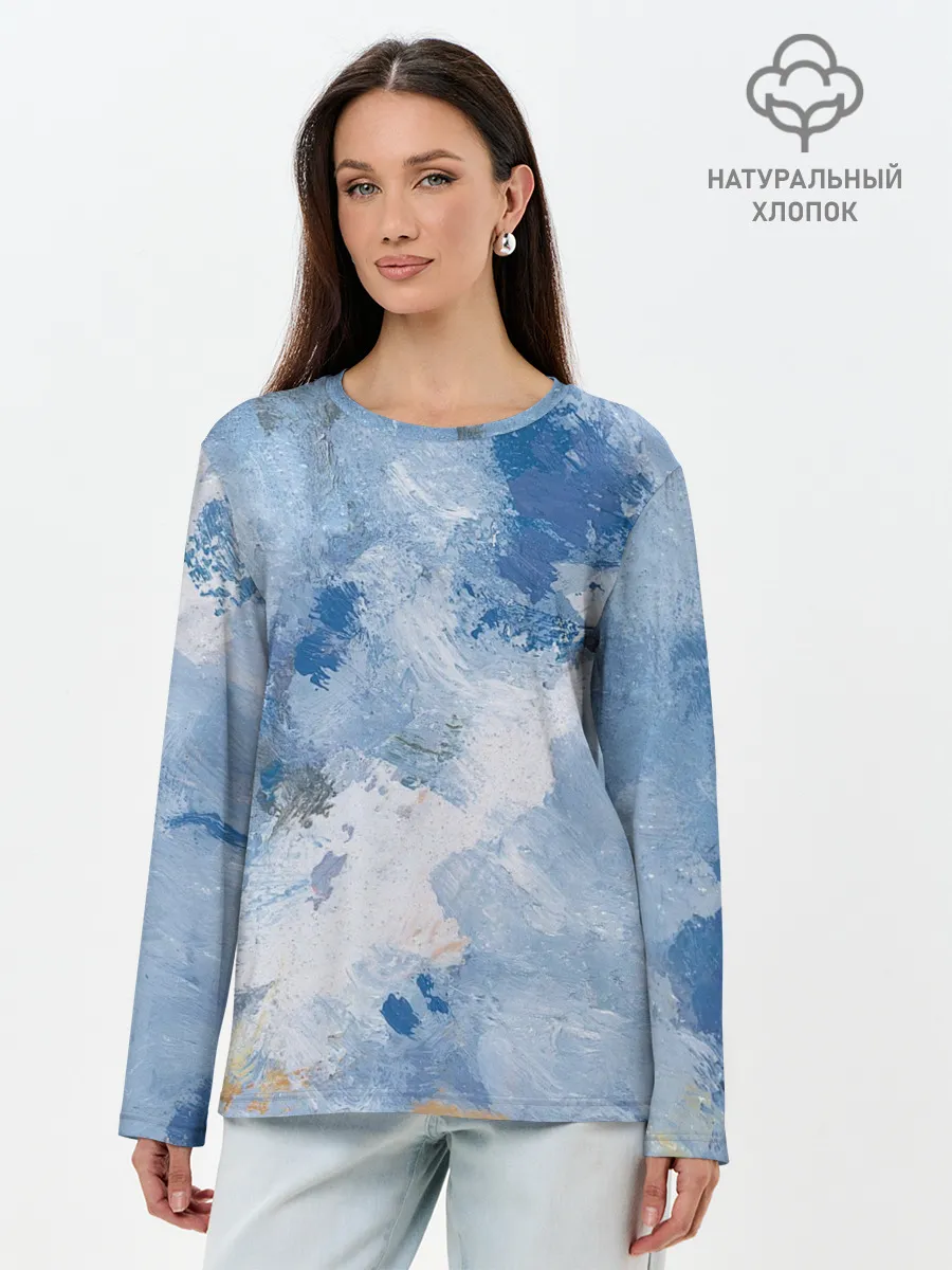 Лонгслив женский. Хлопок / Небесные мазки