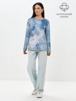 Лонгслив женский. Хлопок / Небесные мазки