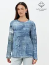 Лонгслив женский. Хлопок / Джинсовые мазки