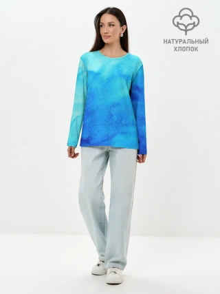 Лонгслив женский. Хлопок / Глубина льда