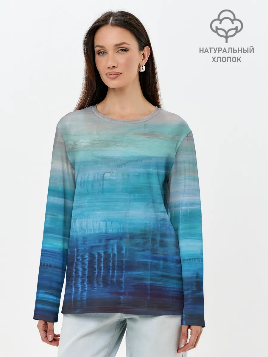 Лонгслив женский. Хлопок / Небесные потеки