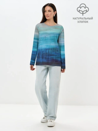 Лонгслив женский. Хлопок / Небесные потеки