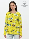 Лонгслив женский. Хлопок / Губка Боб / SpongeBob pattern