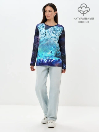 Лонгслив женский. Хлопок / Звездный тигр