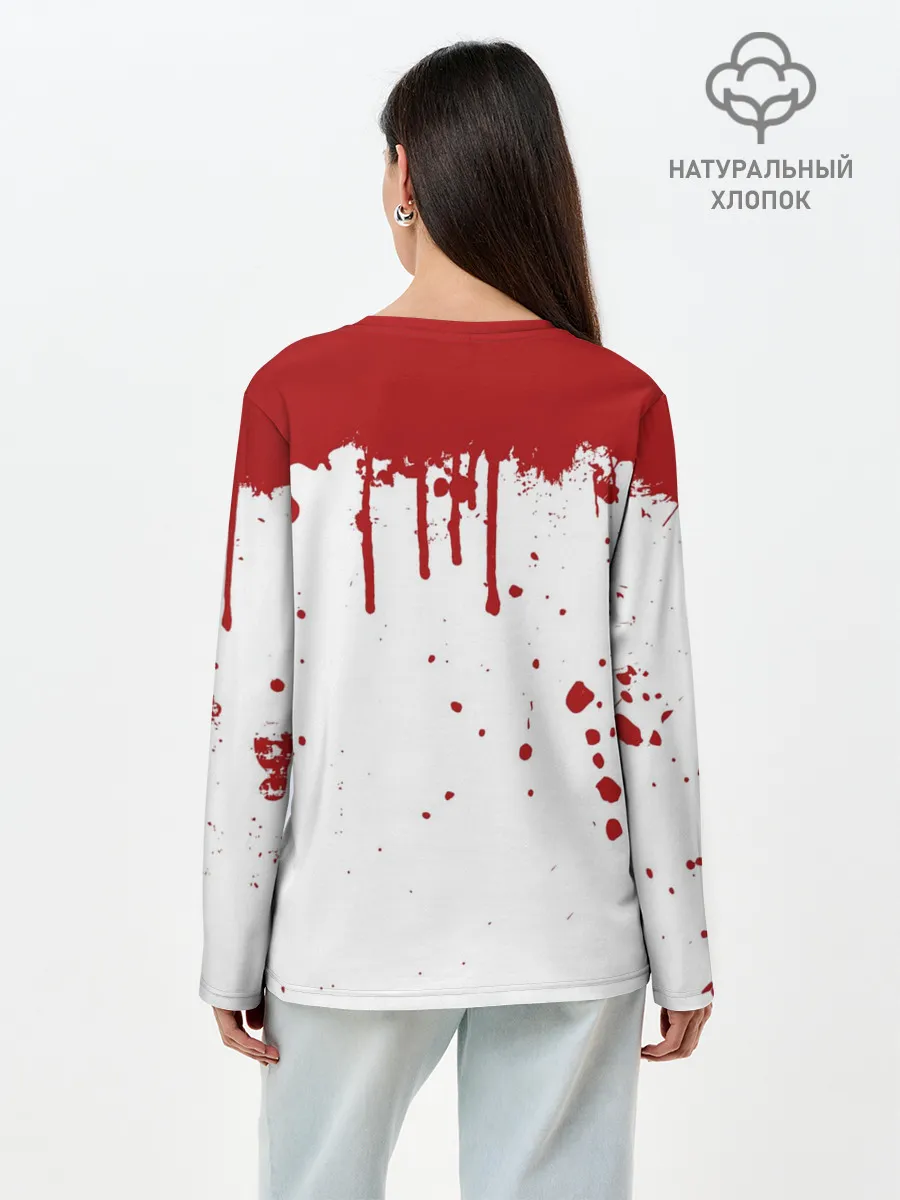 Лонгслив женский. Хлопок / ИГРА В КАЛЬМАРА ПЕРСОНАЖ 067 КРОВЬ
