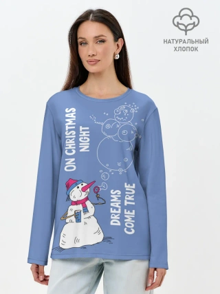 Лонгслив женский. Хлопок / На Рождество сбываются мечты