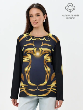 Лонгслив женский. Хлопок / Золотой символ года Тигр