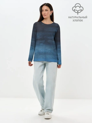 Лонгслив женский. Хлопок / Темнота глубины