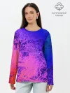 Лонгслив женский. Хлопок / Абстрактный пурпурно-синий