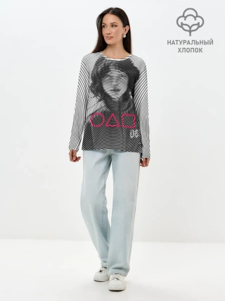 Лонгслив женский. Хлопок / Игра в кальмара: игрок 067