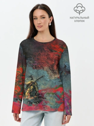 Лонгслив женский. Хлопок / Sekiro Самурай против дракона