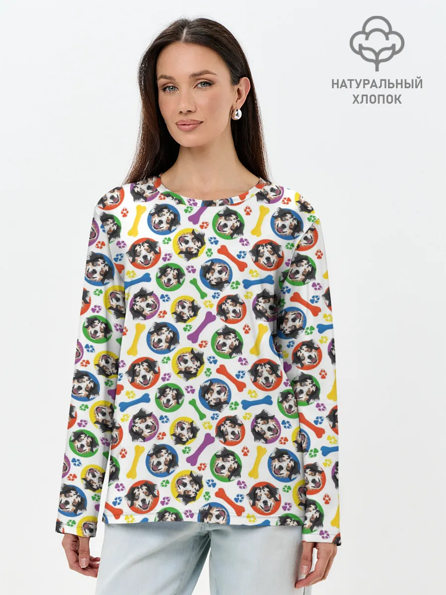 Лонгслив женский. Хлопок / Австралийская Овчарка