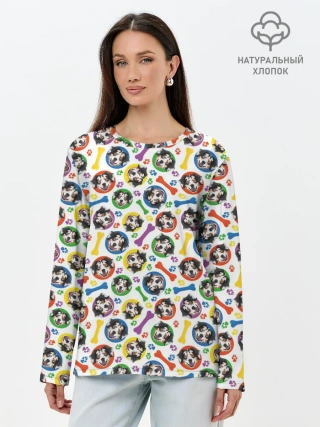 Лонгслив женский. Хлопок / Австралийская Овчарка