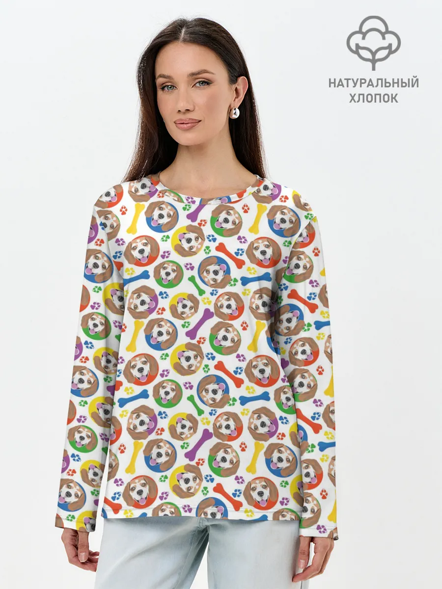 Лонгслив женский. Хлопок / Бигль