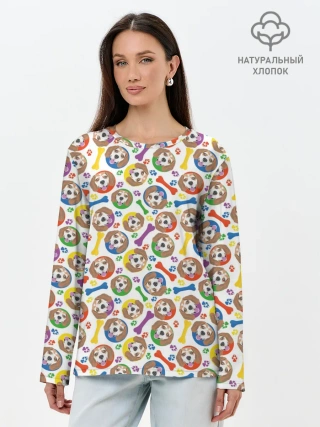 Лонгслив женский. Хлопок / Бигль