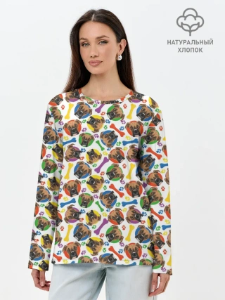 Лонгслив женский. Хлопок / Немецкий Боксёр