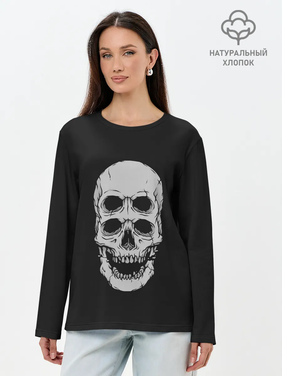 Лонгслив женский. Хлопок / Terrible Skull