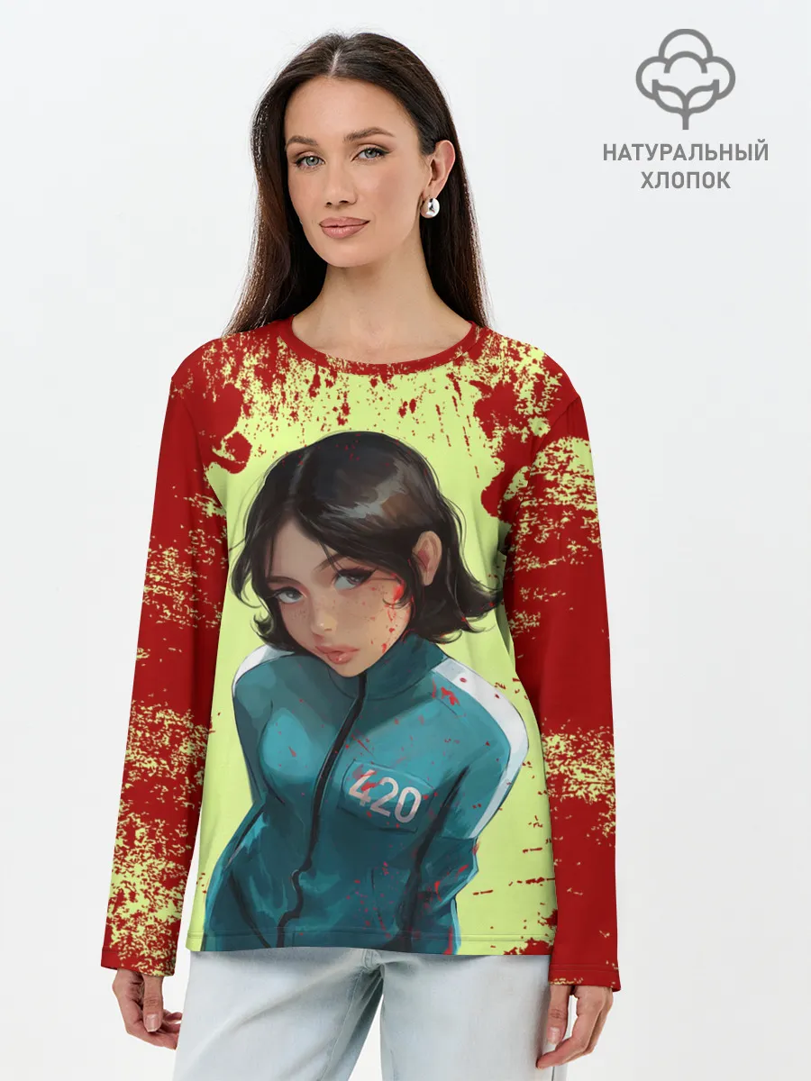 Лонгслив женский. Хлопок / Номер 420 | Случайный игрок