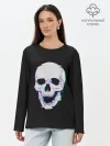Лонгслив женский. Хлопок / Неоновый светящийся череп