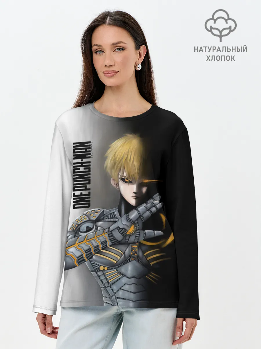 Лонгслив женский. Хлопок / Металлическое тело Геноса One Punch-Man