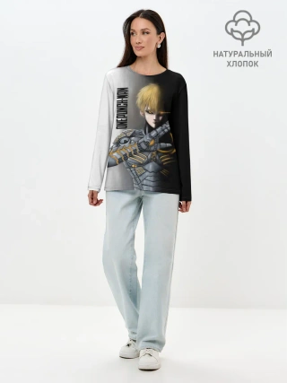 Лонгслив женский. Хлопок / Металлическое тело Геноса One Punch-Man