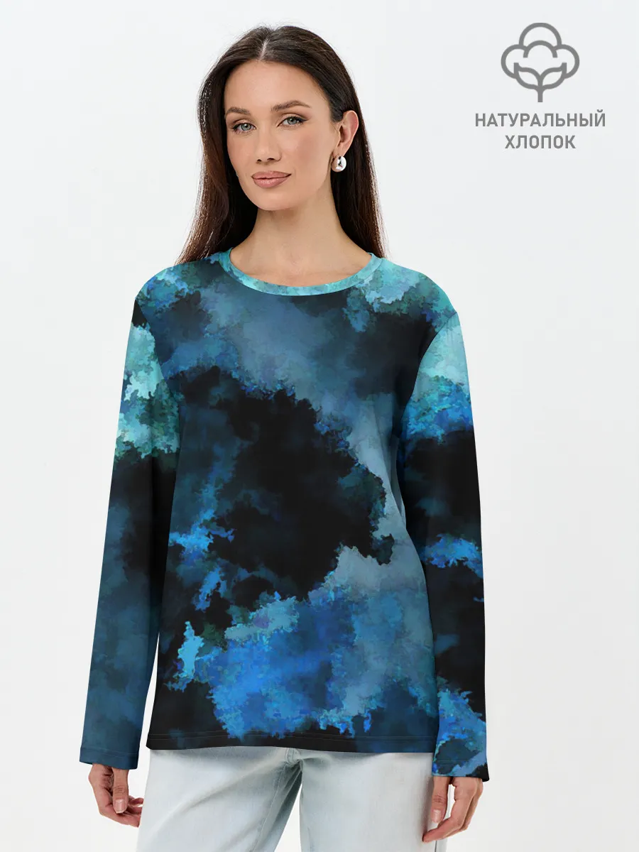 Лонгслив женский. Хлопок / Взрыв на глубине