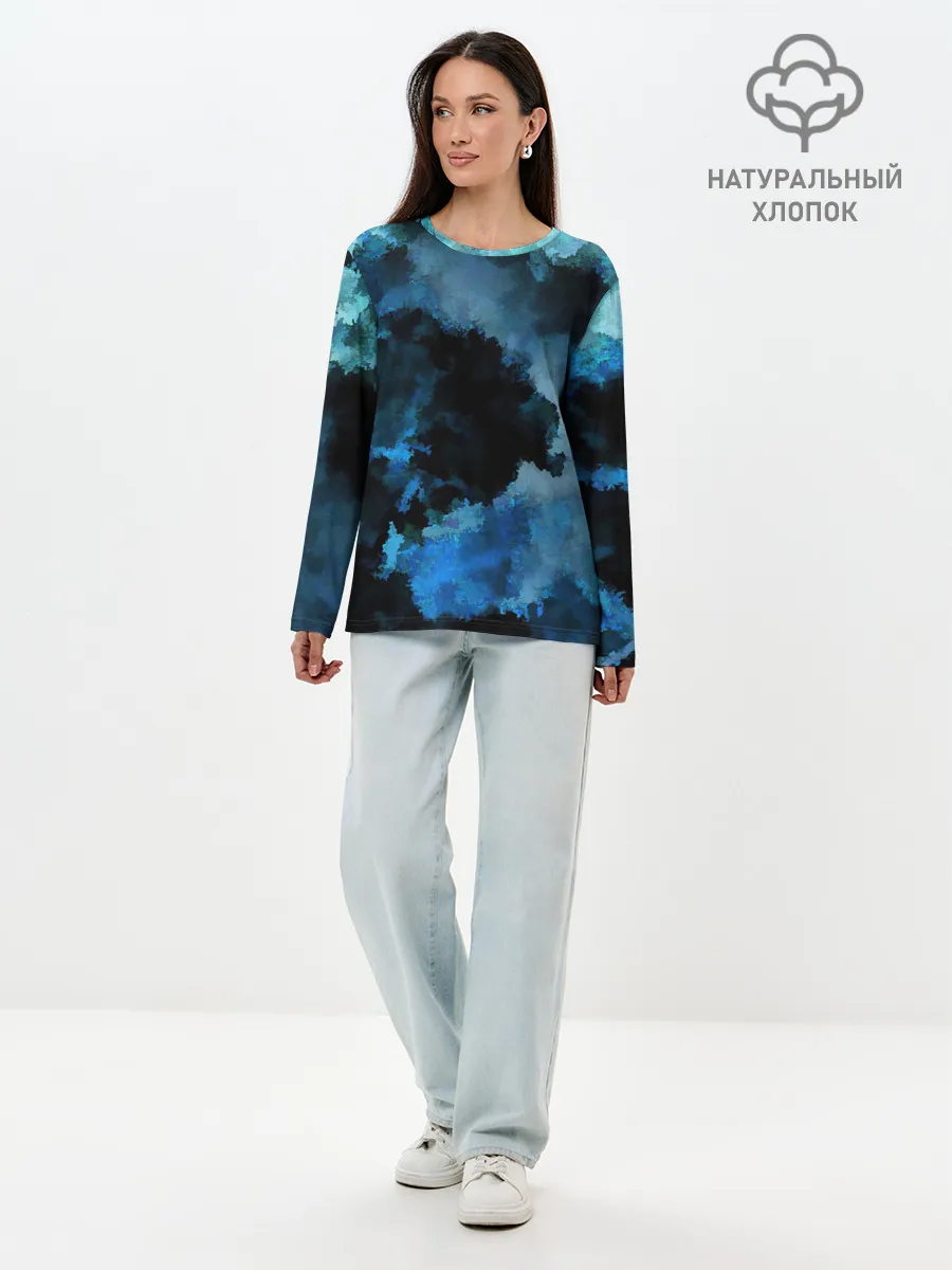 Лонгслив женский. Хлопок / Взрыв на глубине