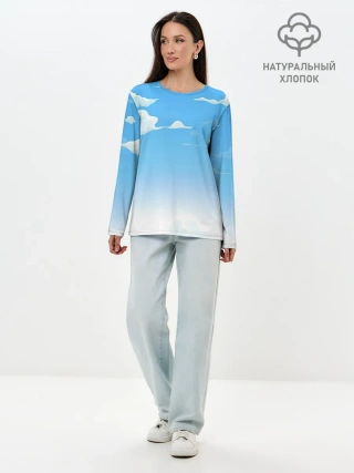 Лонгслив женский. Хлопок / Летнее небо