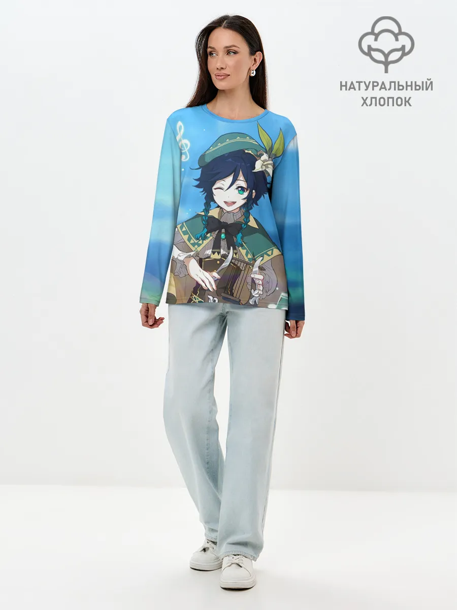 Лонгслив женский. Хлопок / Венти. Genshin Impact