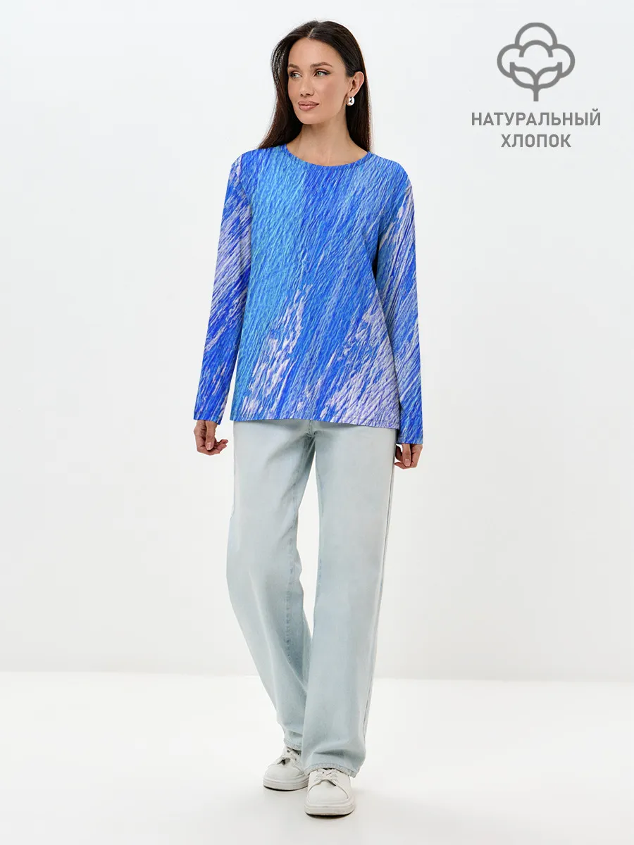 Лонгслив женский. Хлопок / Крупные мазки