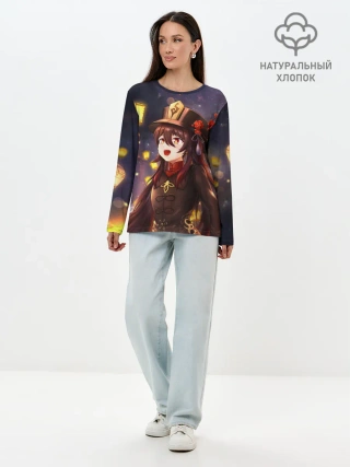 Лонгслив женский. Хлопок / Ху Тао. Genshin Impact