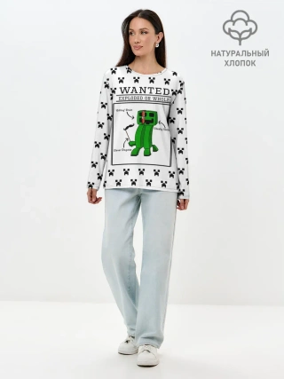 Лонгслив женский. Хлопок / Внутреннее строение Крипера | Minecraft