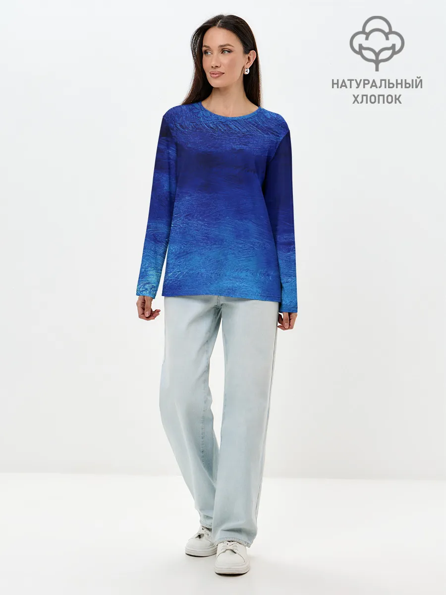 Лонгслив женский. Хлопок / Мазки дождя