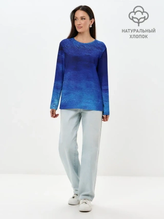 Лонгслив женский. Хлопок / Мазки дождя