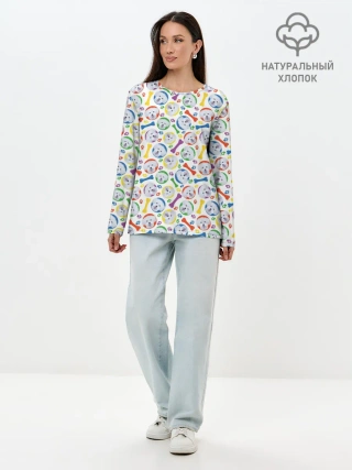 Лонгслив женский. Хлопок / Мальтийская Болонка