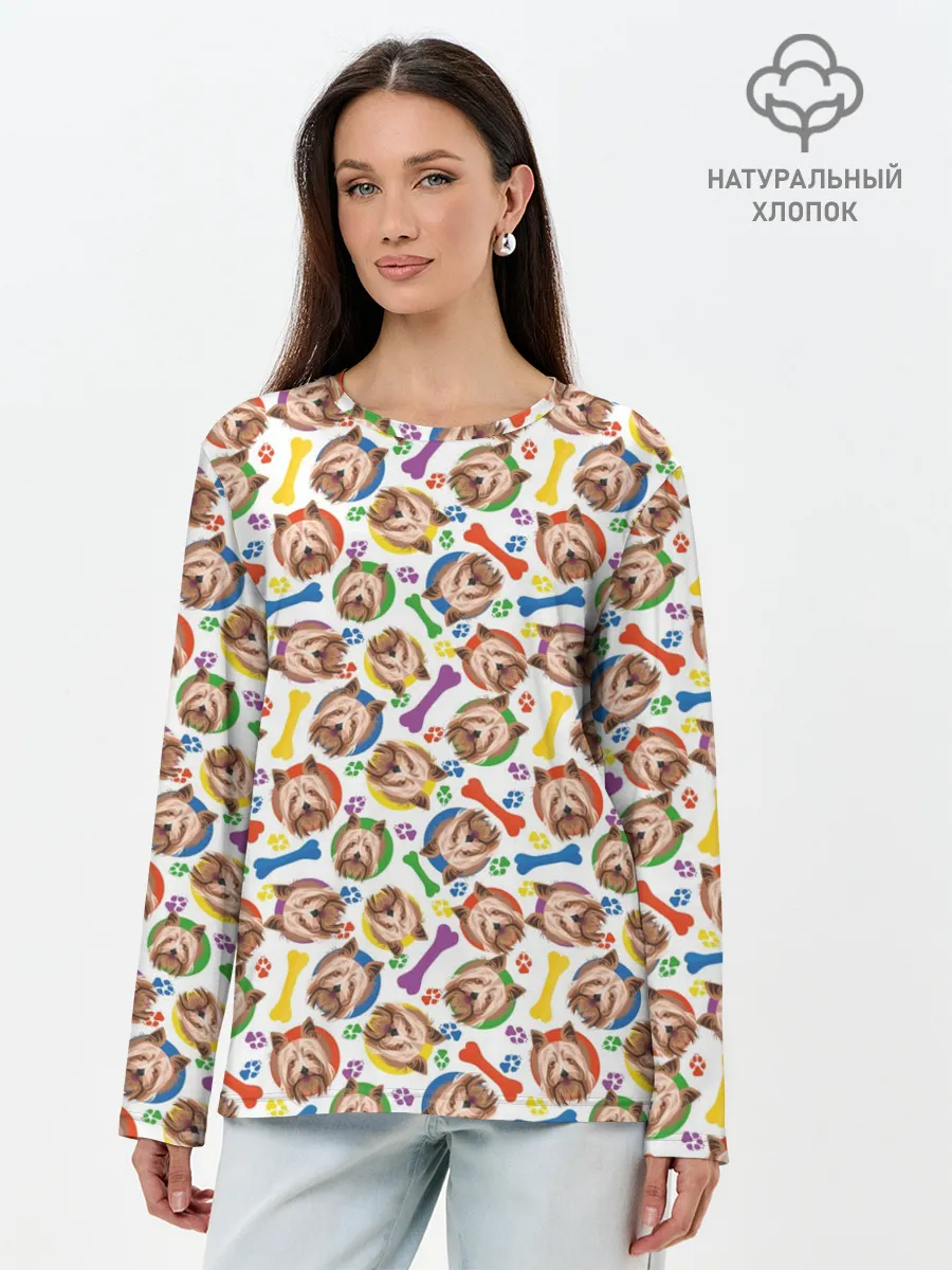 Лонгслив женский. Хлопок / Йоркширский Терьер