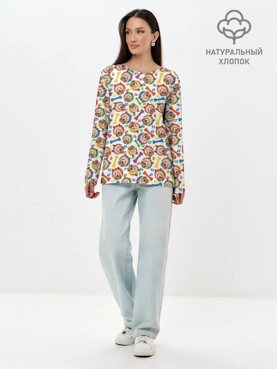 Лонгслив женский. Хлопок / Йоркширский Терьер