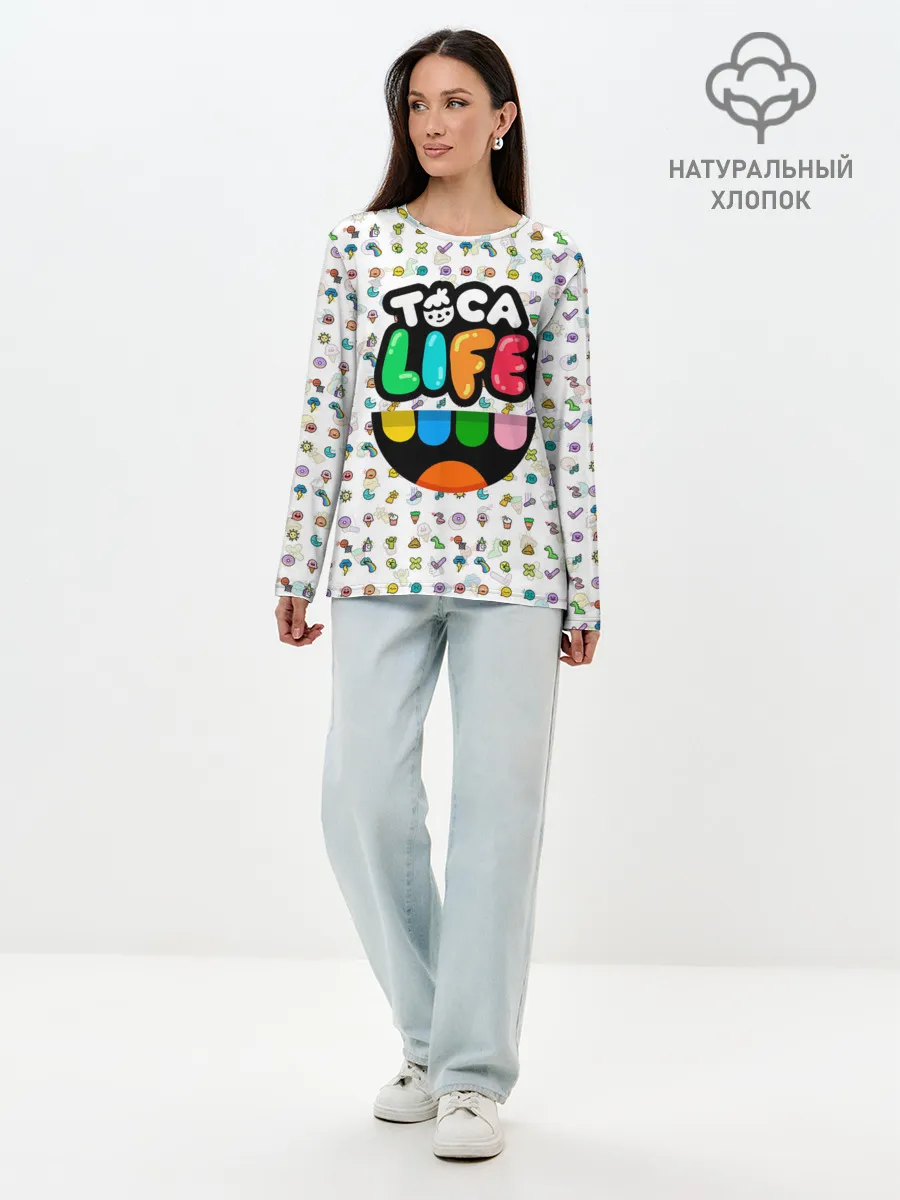 Лонгслив женский. Хлопок / Toca Boca | Тока Бока | Паттерн