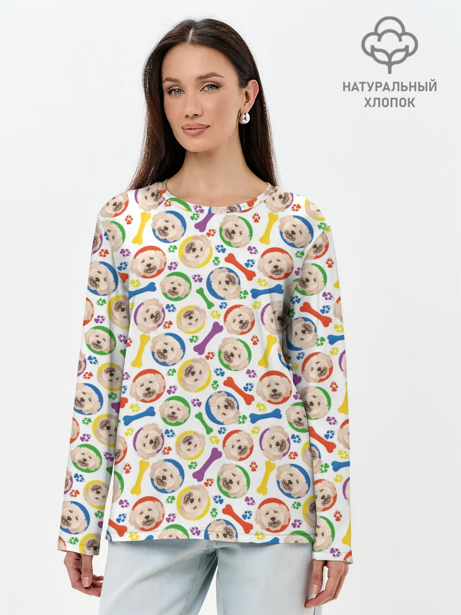 Лонгслив женский. Хлопок / Пудель