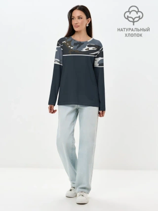 Лонгслив женский. Хлопок / Камуфляж 2.0