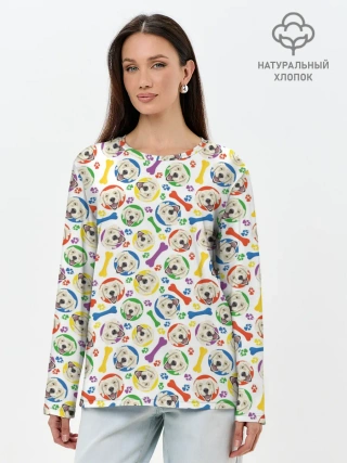 Лонгслив женский. Хлопок / Золотистый Ретривер